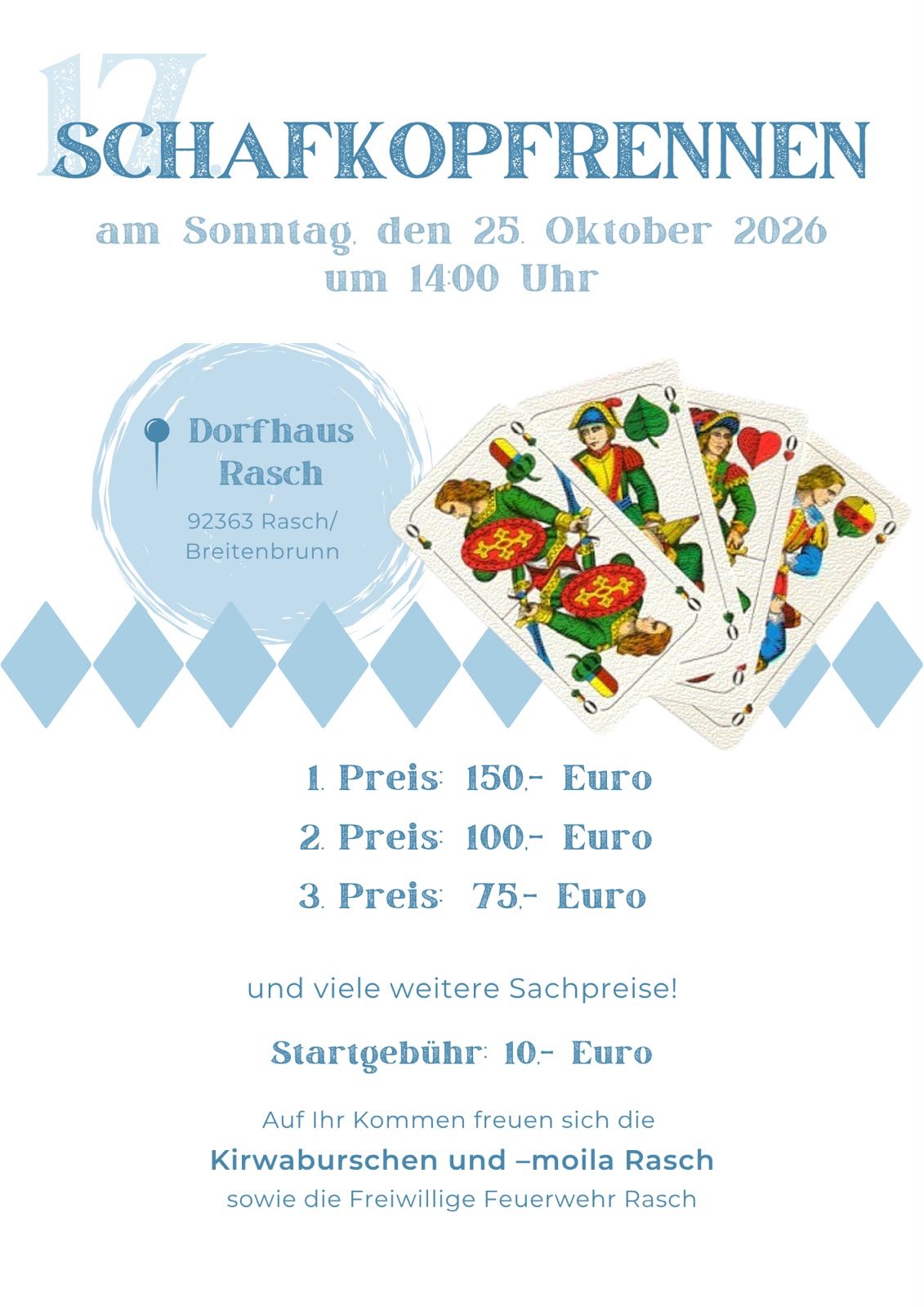 Flyer zum Schafkopfrennen in Breitenbrunn